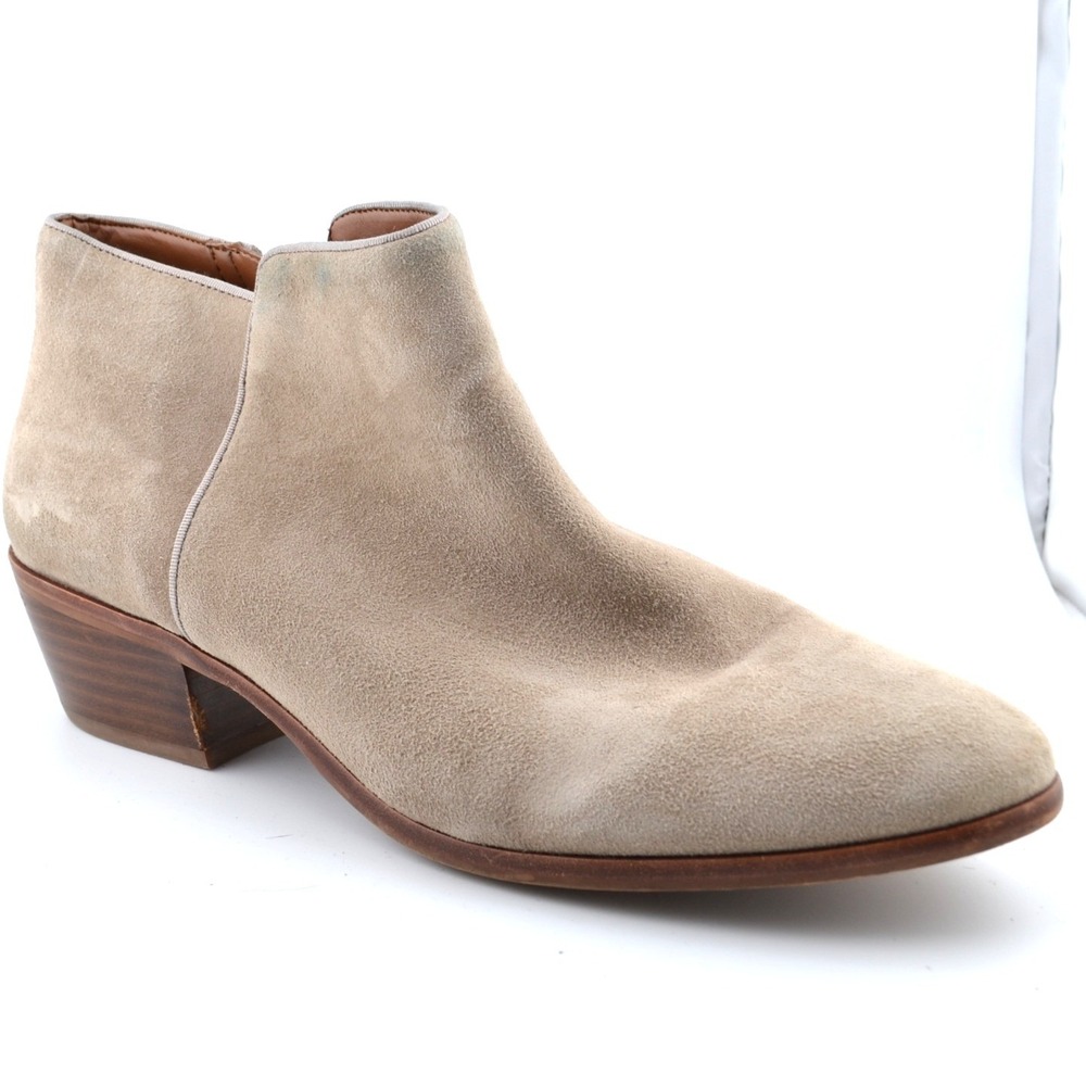 Sam Edelman Petty Booties Women 10M Beige Suede Zip Ankle Boots Womens Western